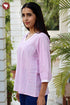 Cambric Cotton Top in Geometric Hand Screen Print