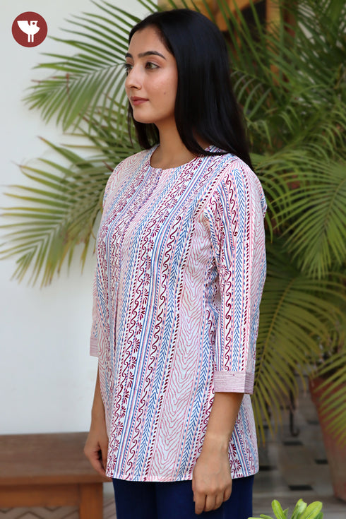 Cambric Cotton Top In Block Print