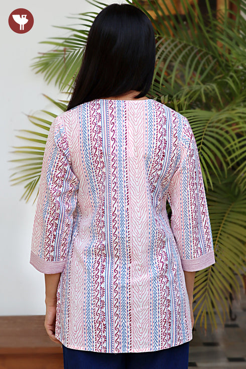 Cambric Cotton Top In Block Print