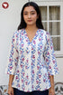 Cotton Stripe Top in Floral Block Print