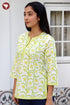 Cotton Stripe Top in Floral Block Print