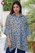 Mul Mul Cotton Light Grey Floral Shirt Style Top
