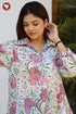 Mul Mul Cotton Steel Blue & Pink Floral Shirt