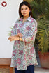 Mul Mul Cotton Steel Blue & Pink Floral Shirt