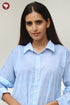 MulMul Cotton Shirt Style Top in Stripe Block Print
