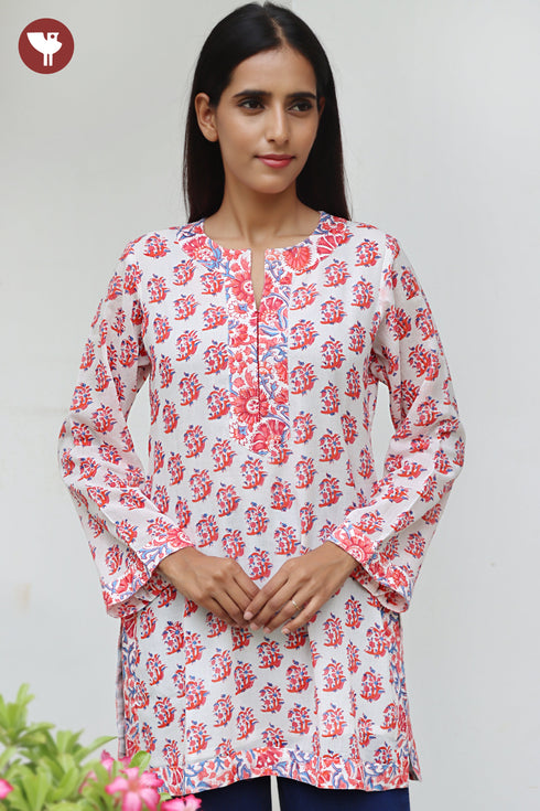 MulMul Cotton Top in Floral Block Print