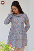Cambric Cotton Gather Floral Top In Block Print