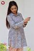 Cambric Cotton Gather Floral Top In Block Print
