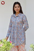 Cambric Cotton Gather Floral Top In Block Print
