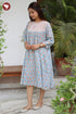 Mul Mul Cotton Pintuc Dress in Floral Block Print
