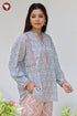 Mul Mul Cotton Pintuc Floral Top In Block Print