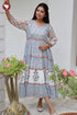 Mul Mul Cotton Tiered Dress in Floral Block Print