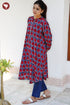 Rayon Navy Blue & Deep Burgundy Kurta in Block Print