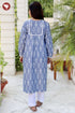 Ikat Denim Blue Kurta in Geometric Block Print