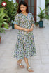Mul Mul Cotton Purple Floral Print Tiered Dress.