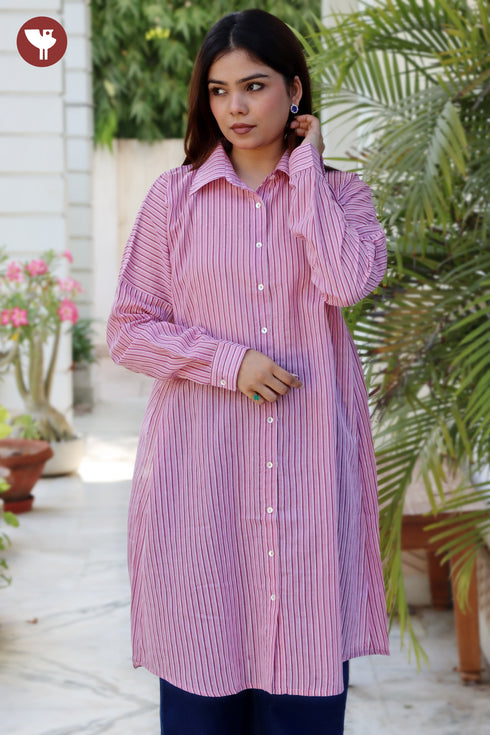 Mul Mul Cotton Pink Striped Shirt