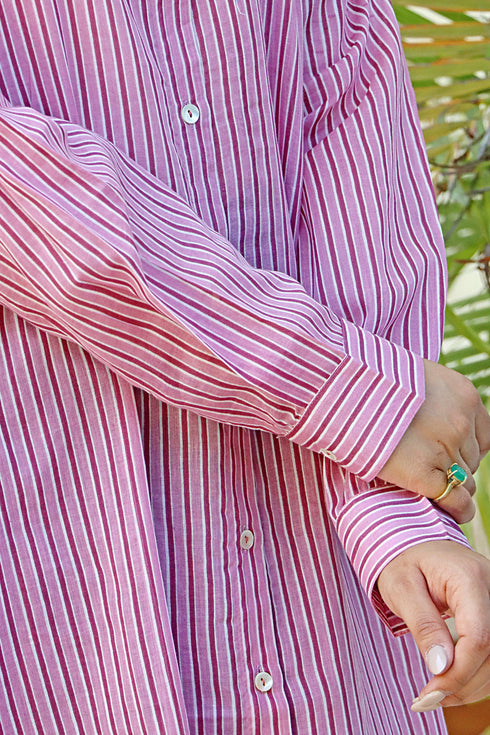 Mul Mul Cotton Pink Striped Shirt