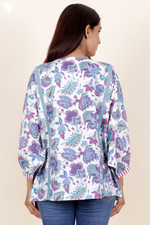 Cambric Cotton Secret Top In Floral Print