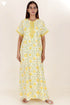 Bizzy Lizzy Zipper Kaftan In Floral Block Print