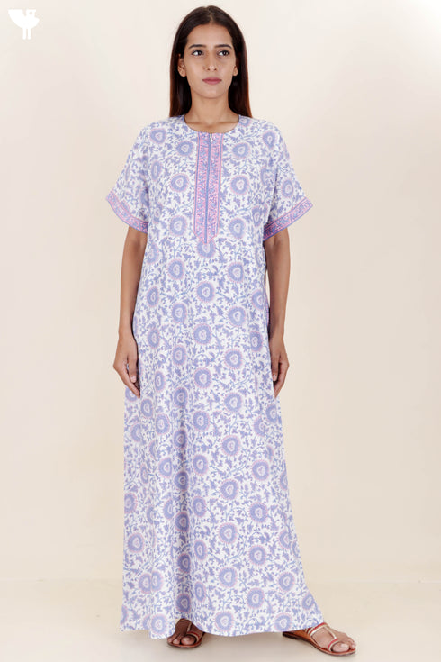 Bizzy Lizzy Zipper Kaftan In Floral Block Print