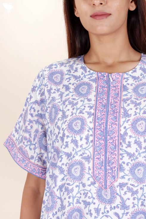 Bizzy Lizzy Zipper Kaftan In Floral Block Print
