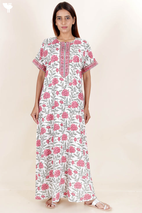 Bizzy Lizzy Zipper Kaftan In Floral Block Print