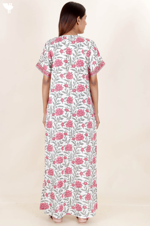 Bizzy Lizzy Zipper Kaftan In Floral Block Print