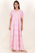 Bizzy Lizzy Zipper Kaftan In Floral Block Print