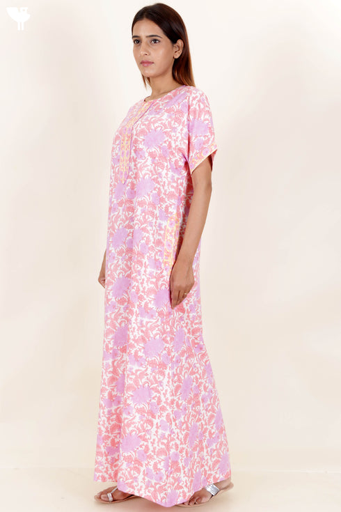 Bizzy Lizzy Zipper Kaftan In Floral Block Print