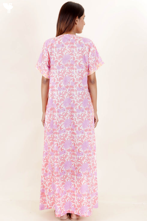 Bizzy Lizzy Zipper Kaftan In Floral Block Print