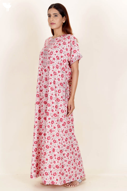 Bizzy Lizzy Zipper Kaftan In Floral Block Print