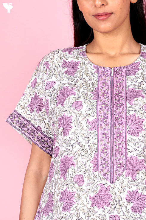 Bizzy Lizzy Zipper Kaftan In Floral Block Print