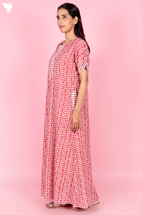 Bizzy Lizzy Zipper Kaftan In Floral Block Print