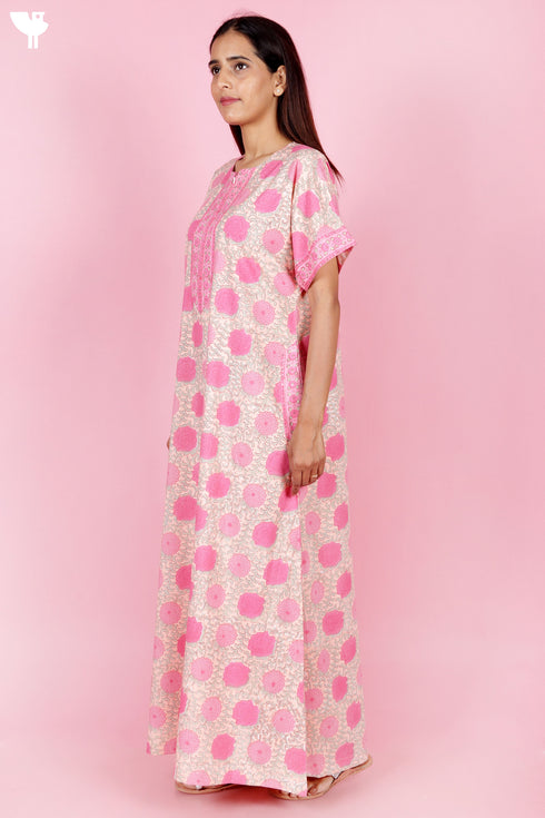 Bizzy Lizzy Zipper Kaftan In Floral Block Print