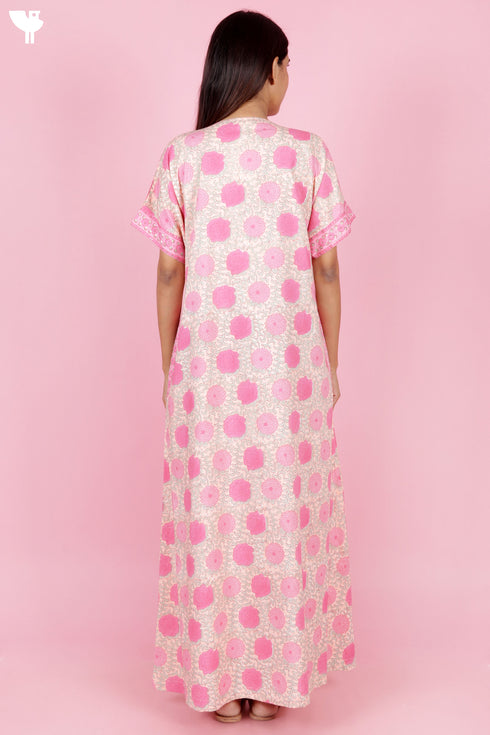 Bizzy Lizzy Zipper Kaftan In Floral Block Print