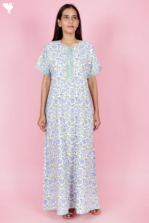 Bizzy Lizzy Zipper Kaftan In Floral Block Print