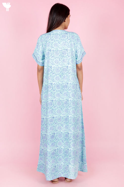 Bizzy Lizzy Zipper Kaftan In Floral Block Print