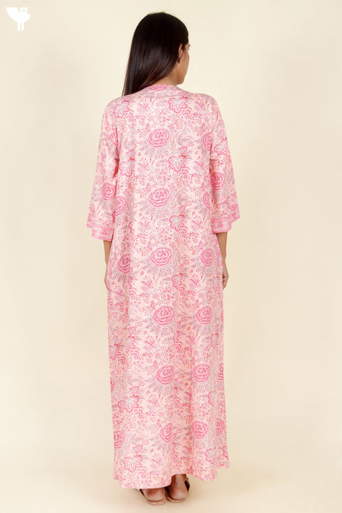 Bizzy Lizzy Full Sleeved Zip Kaftan In Floral Block Print