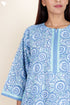 60’s Cotton Zipper Kaftan In Floral Block Print