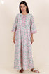 60’s Cotton Zipper Kaftan In Floral Block Print