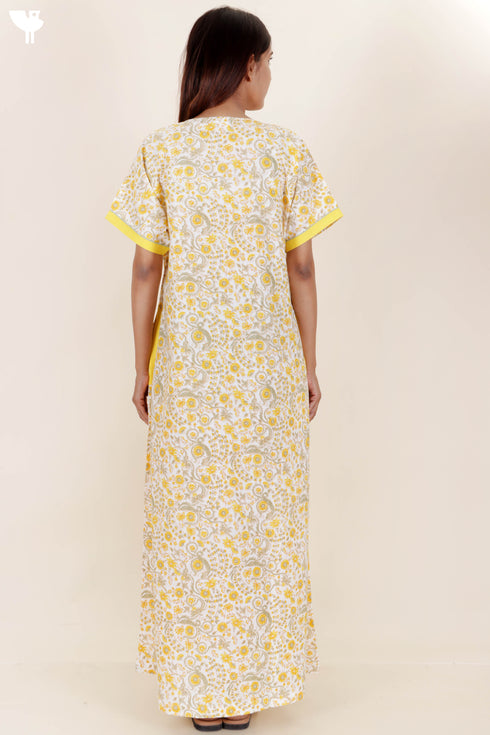 60’s Cotton Zipper Kaftan In Floral Print