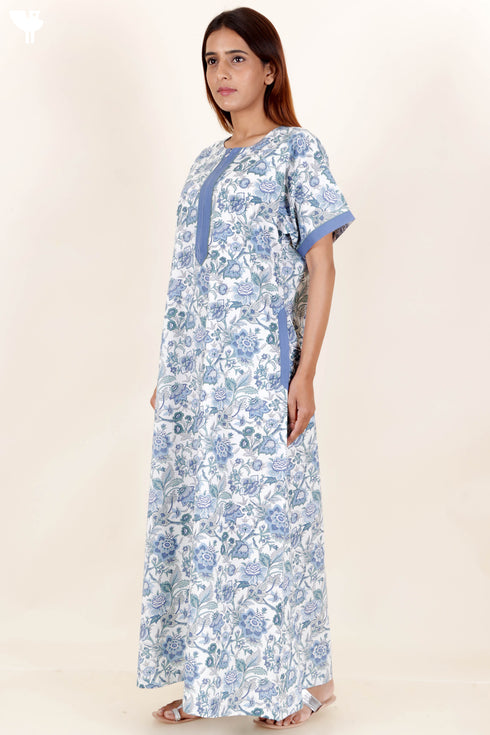 60’s Cotton Zipper Kaftan In Floral Print
