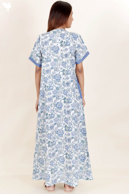 60’s Cotton Zipper Kaftan In Floral Print