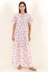 60’s Cotton Zipper Kaftan In Floral Block Print