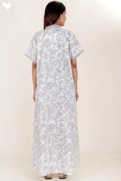 60’s Cotton Short Sleeve Kaftan In Floral Print