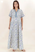60’s Cotton Short Sleeve Kaftan In FloralPrint