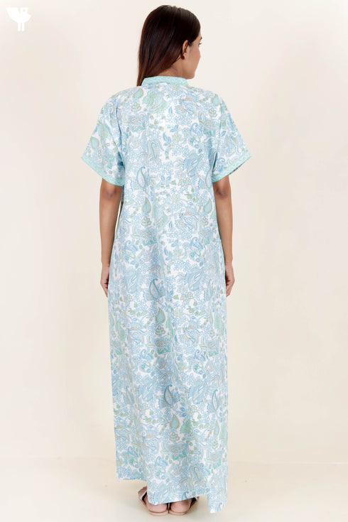 60’s Cotton V-neck Kaftan In Paisley Print