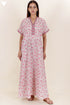 60’s Cotton V-neck Kaftan In Floral Print