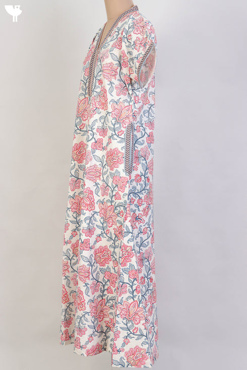 60s Cotton Kaftan In Floral Print