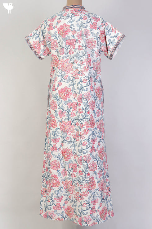 60s Cotton Kaftan In Floral Print